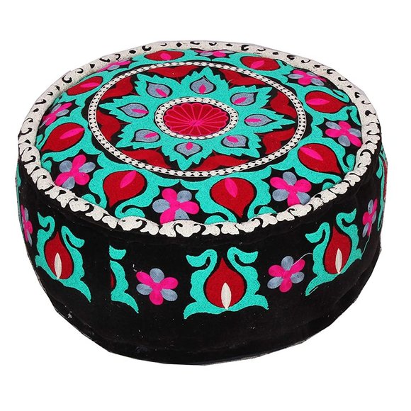Other - Embroidered Velvet Pouf Cover